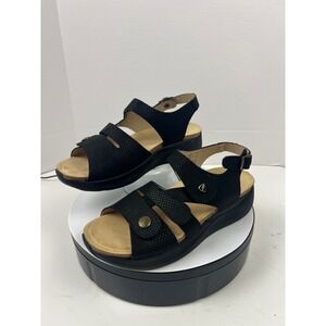 Xelero Women's Black Leather Comfort Walking Support Sandals Size 11.5-12 (42)